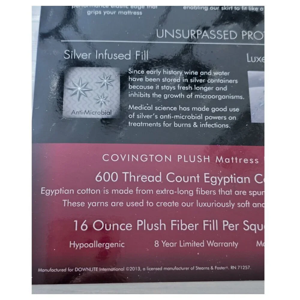 Stearns & Foster 600 Thread Count Covington Plush Mattress Pad Twin Size